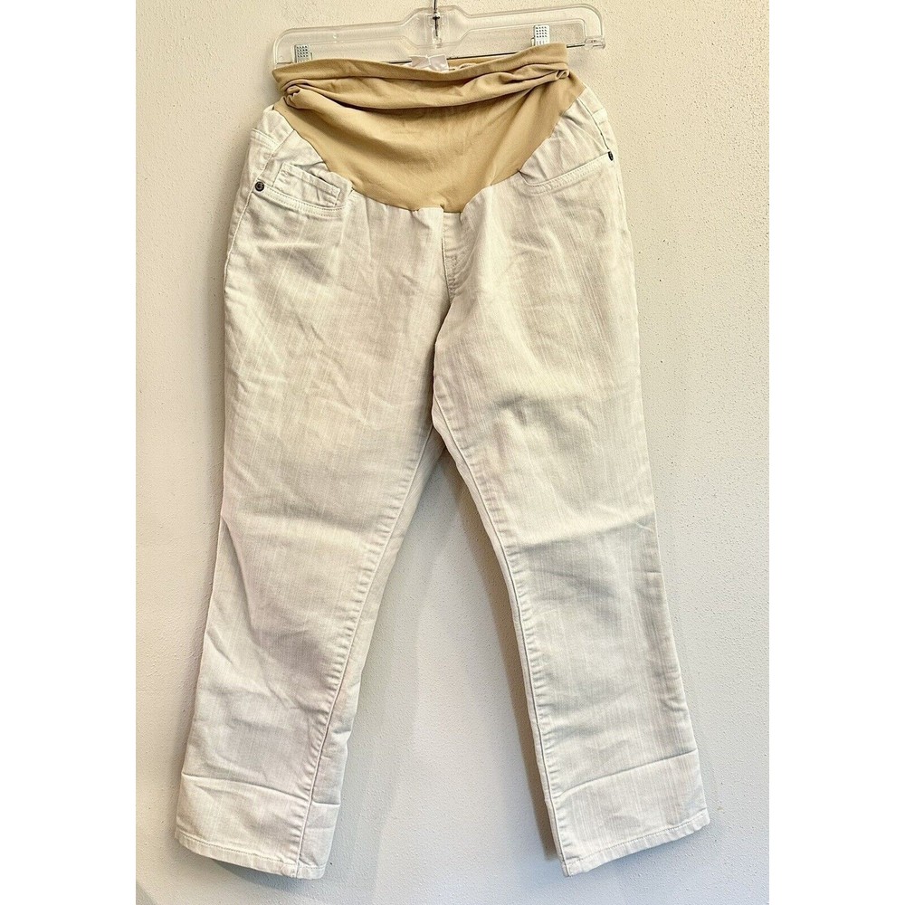 Motherhood Maternity Women's Oatmeal Cropped Skinny Maternity Jeans Large‎